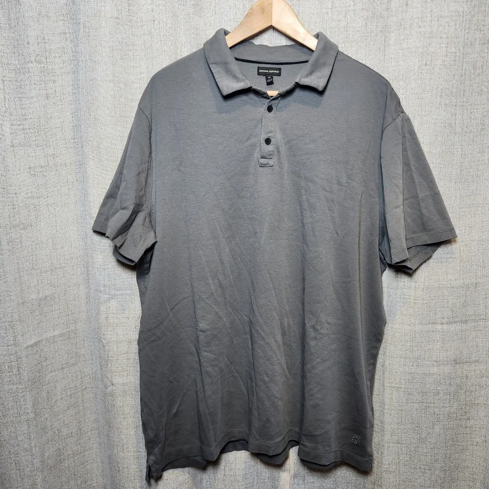 Banana Republic Men's Short Sleeve Polo Size XXL Gray‎ 1/4 Button 100% Cotton